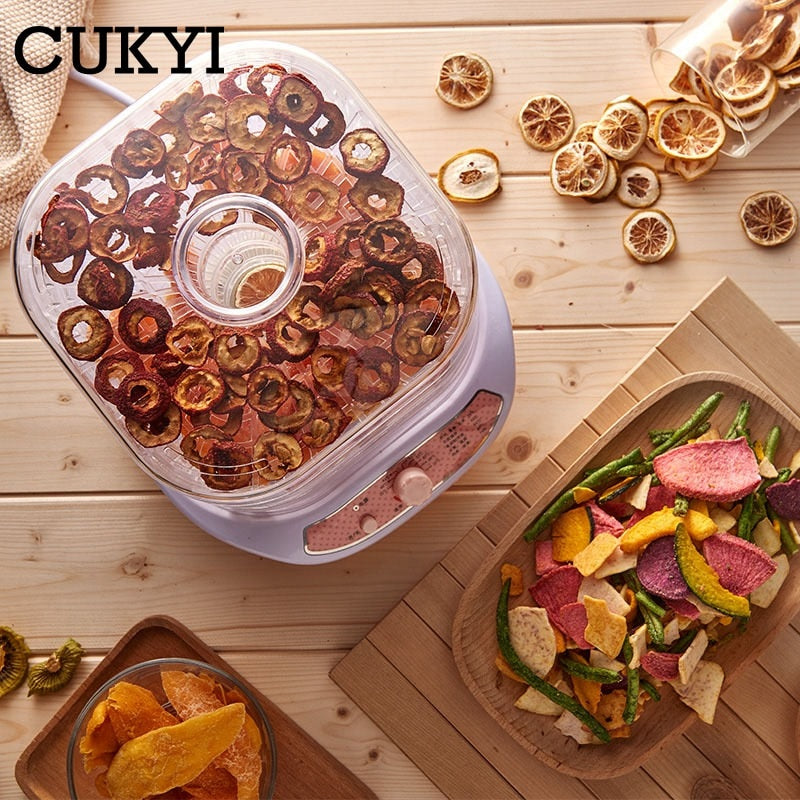 CUKYI Food Dehydrator Fruit Vegetable Herb Meat Drying Machine Pet Snacks food Dryer with 5 trays 220V EU US