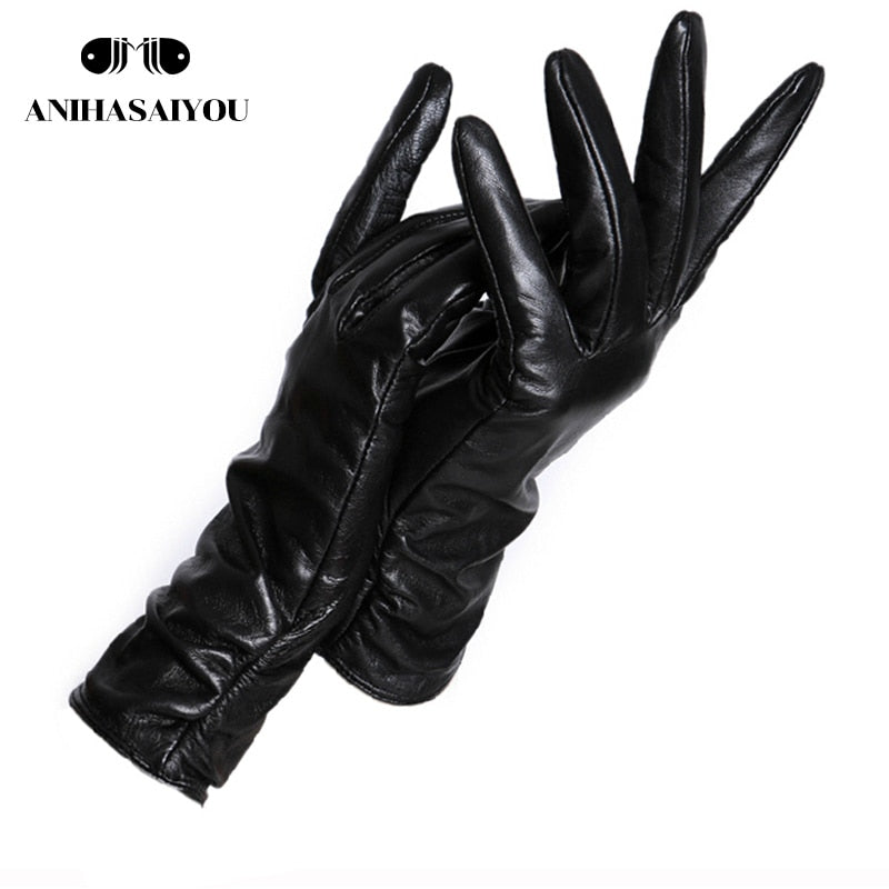 2019 fashion new products winter leather gloves short leather gloves women Wrist tightening design winter leather gloves women