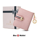 FOXER Card Holder Split Leather Women&#39;s Wallets Designer Coin Purse Girl&#39;s Zipper Wallet High Quality Short Wallet with Pendant