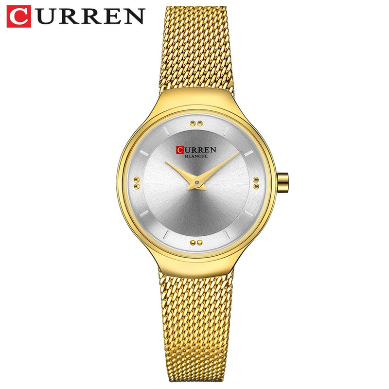 Elegante Damenuhren CURREN Mode Quarz Edelstahl Mesh Uhr Weibliche Einfache Armbanduhr für Damen Uhr reloj mujer