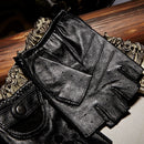 Guantes de medio dedo de cuero genuino para hombre, guantes de piel de oveja para conducir transpirables de verano para hombre, guantes antideslizantes para Fitness JT9006