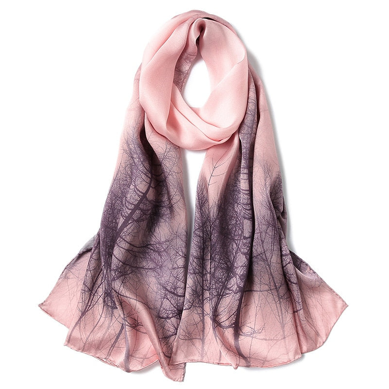 DANKEYISI 100% Natural Silk Scarf Women Silk Wraps Shawls and Scarves Hijabs Female Printed Beach Cover up Ladies Bandana 2019