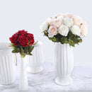 6 Heads White Rose Artificial Flowers Silk High Quality for Wedding Decoration Winter Fake Big Flowers Red for Home Decor Autumn