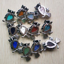 Fashion Vintage copper Plated Owl cute natural tiger eye stone onyx opal pendants for jewelry making wholesale 12pcs/lot free