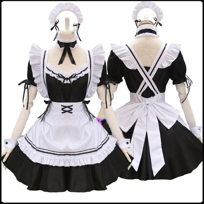 Amine Black Cute Lolita French Maid Cosplay Costume Dress Girls Woman Waitress Maid Party Stage Costumes