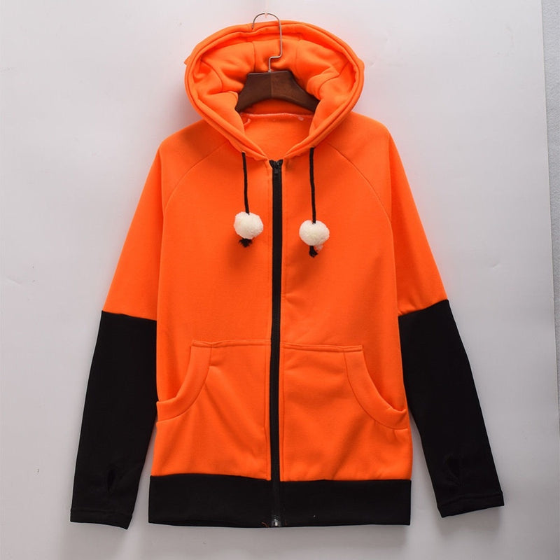 Tierfuchsohr Cosplay Kostüme Hoodie Mantel Warm Orange Sweatshirt Unisex Hoodies