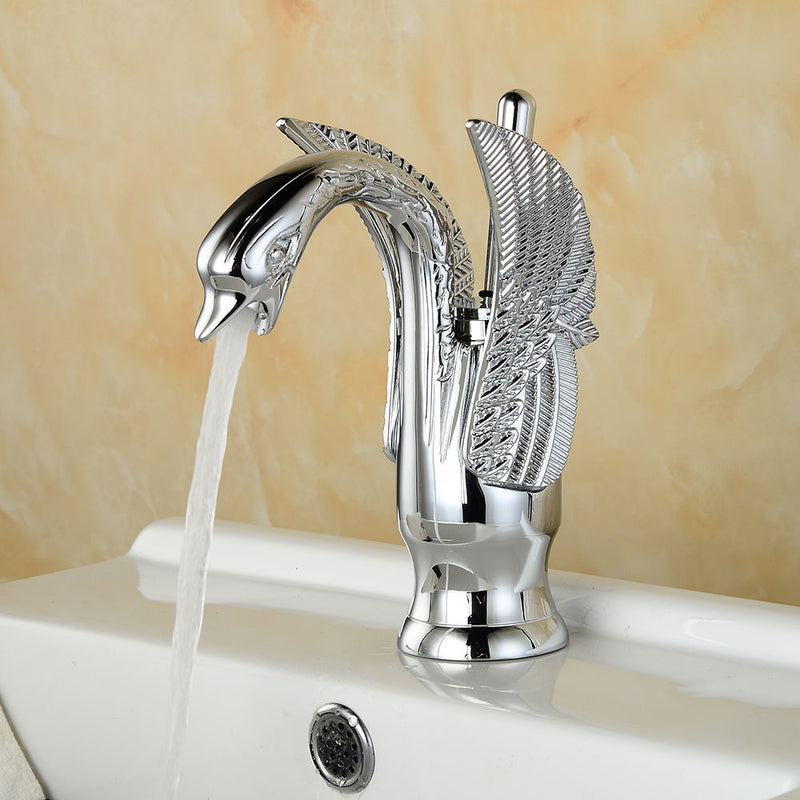 Golden Swan Faucet Bathroom Luxury European Style Carving Vanity Sink Mixer Taps Deck Mounted torneira banheiro ZR475