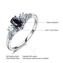 UMCHO Luxury Natural Black Spinel  Princess Diana Rings Genuine 925 Sterling Silver  Engagement Rings For Women Wedding Jewelry
