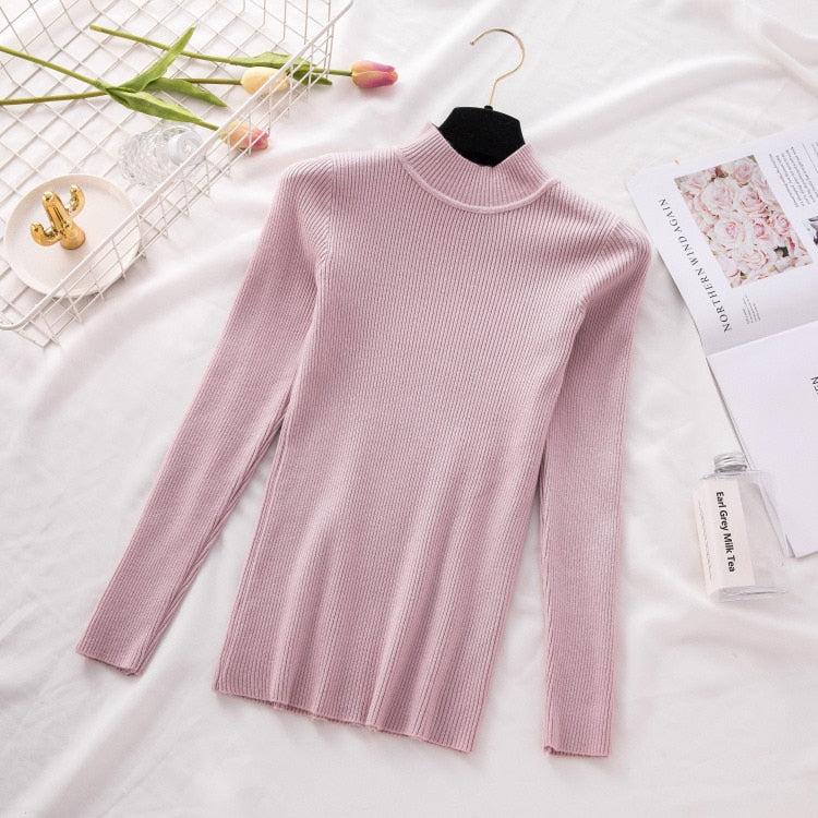 New Turtleneck Knitted Sweater Female Casual Pullover Women Autumn Winter Tops Korean Sweaters Fashion 2020 Women Sweater Jumper