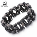 Pulsera de cadena de bicicleta cepillada Kalen Punk, cadena de bicicleta oscura oxidada, pulsera de hombre, cadena de mano de acero inoxidable 316L de moda para hombre