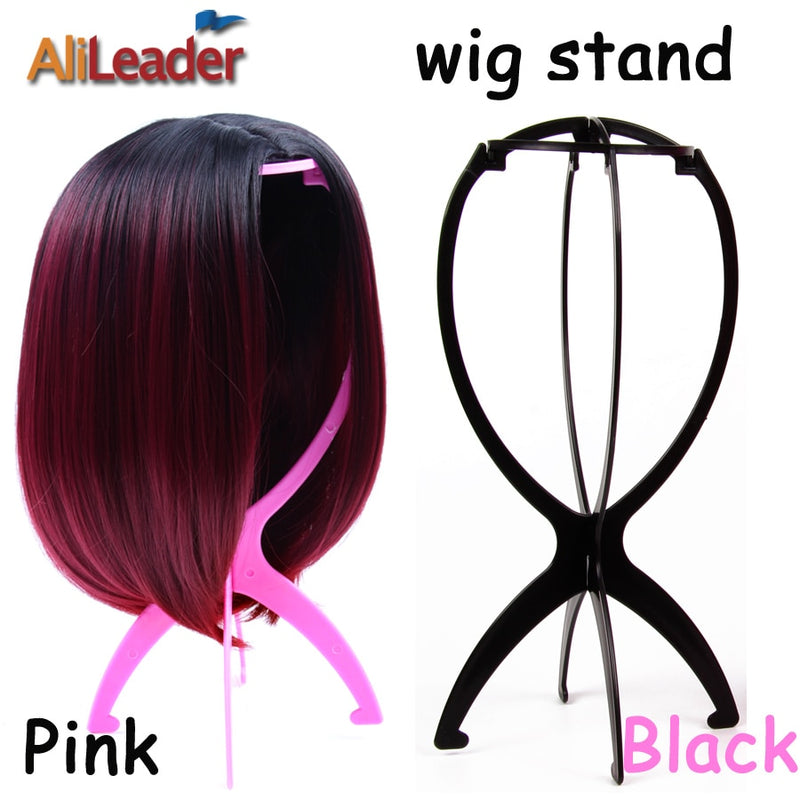 Alileader Hot Selling 18x36Cm Plastic Wig Stand Hat Display Wig Head Holders Mannequin Head Stand Portable Folding Wig Stand