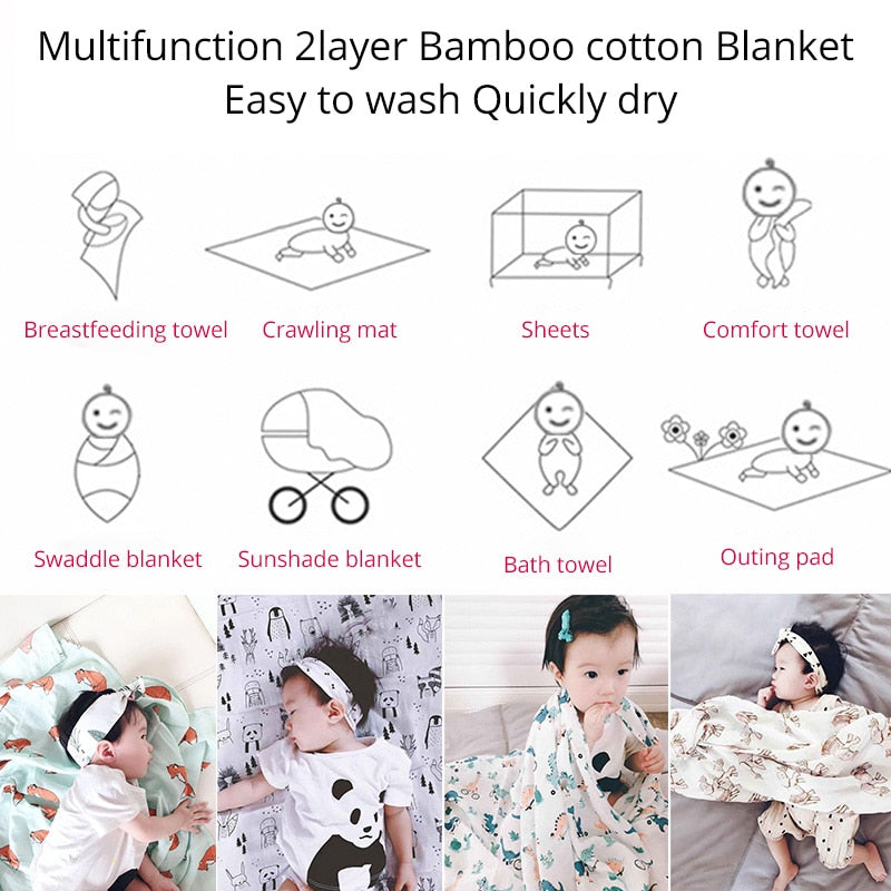 Muslinlife Cotton Bamboo Baby Receiving Blanket Soft Newborn Baby Blanket Bath Towel Infant Muslin Swaddle Wrap Baby Accessories