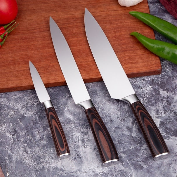 Juego de cuchillos de cocina Mokithand, cuchillos de Chef japoneses profesionales 7CR17, cuchillo para pelar carne Santoku de acero inoxidable de alto carbono