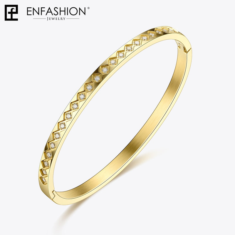 Enfashion Multilayer Cuff Bracelet Party Crystal Bangles Gold Color Stack Bracelets For Women Fashion Jewelry Wholesale 182004