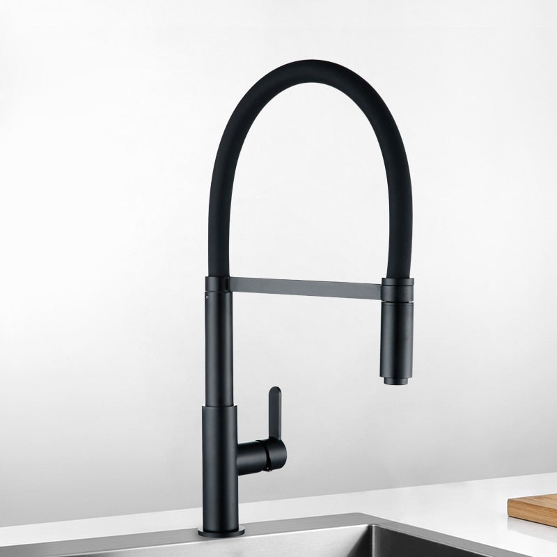 Alba Matt Black Mixer Sink Tap with Spray Head High Arch Single Hole Single Handle Pull Down Sprayer Docking Kitchen Faucet