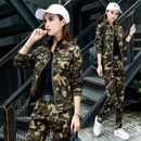 2022 Conjunto Feminino Women's Cotton Casual Spring Camouflage Army Green Two Piece Set 3XL 4XL 5XL Autumn Survetement Clothing