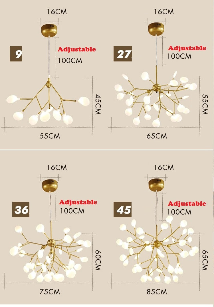 LED Moderne Glühwürmchen Stilvolle Astlampe Dekorative Deckenleuchter Hängende Beleuchtung Art Deco für Wohnzimmer Schlafzimmer Zuhause