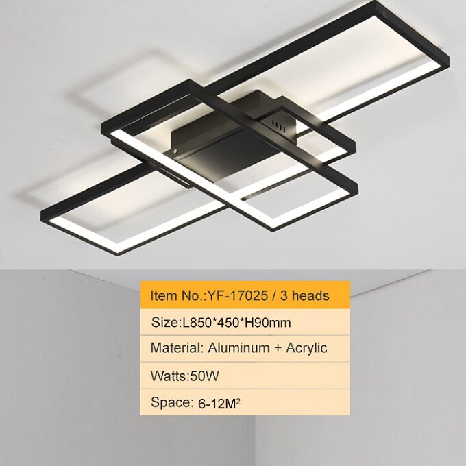 Smart Home Alexa Black/White LED Ceiling Chandelier For Living Study Room Bedroom Aluminum Modern Led Ceiling Chandelier