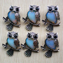Fashion Vintage copper Plated Owl cute natural tiger eye stone onyx opal pendants for jewelry making wholesale 12pcs/lot free