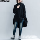 DIMANAF Autumn Winter Pullover Women Clothing Warm Hoodies Sweatshirts Loose Cotton Knitted Thicken Tops Turtleneck Red Black
