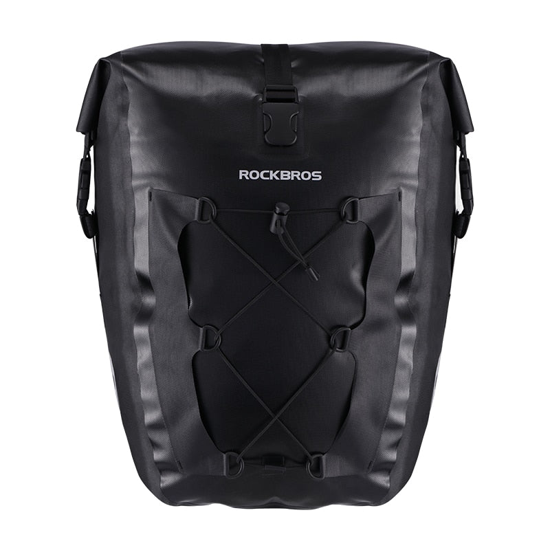 ROCKBROS-bolsa para bicicleta de ciclismo, resistente al agua, bolsa trasera para bicicleta, asiento trasero, bolsas para maletero, alforja, 27L, cesta grande, accesorios para bicicleta MTB