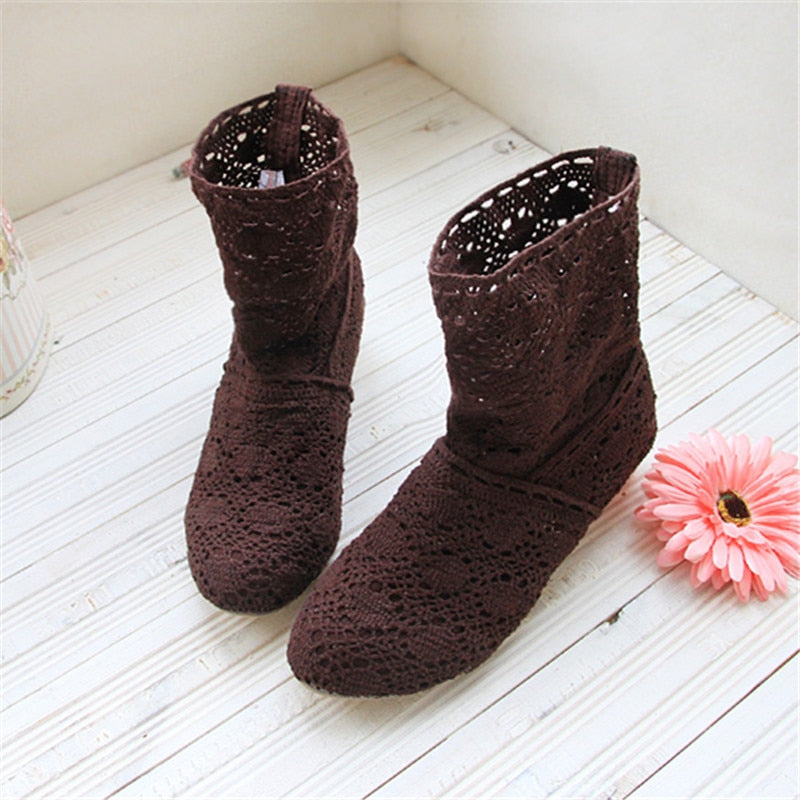 Crochet summer boots boots 2019 new shoes lace hollow crochet boots XL hollow fashion women&