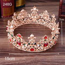 FORSEVEN Gold Full Circle Pearl Crystal Crown and Tiara Bridal Coronal Diadem Headpiece Hair Jewelry Wedding Accessories JL