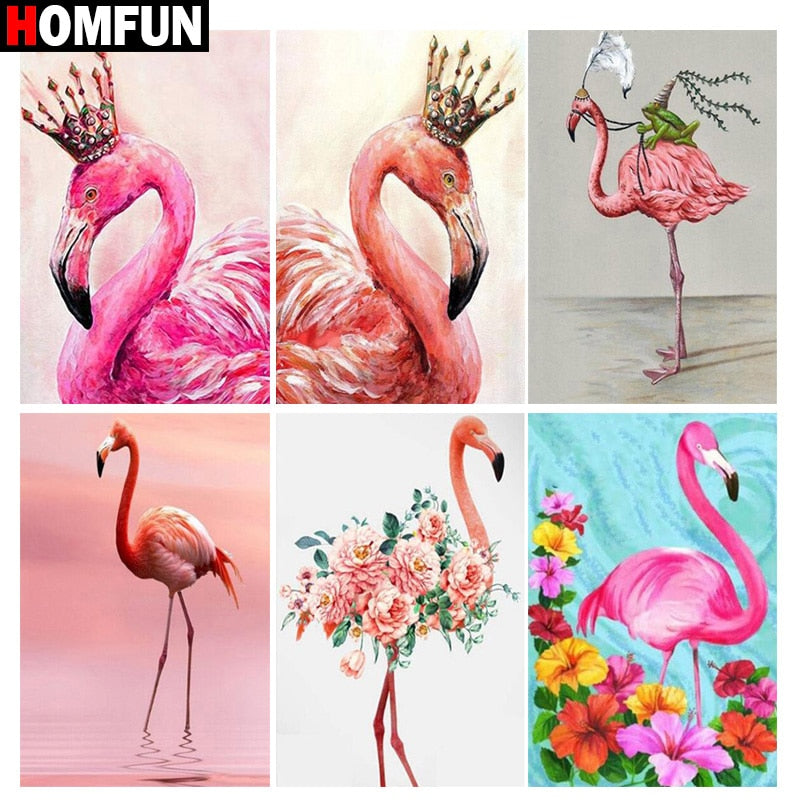 HOMFUN Full Square/Round Drill 5D DIY Diamond Painting &quot;Animal flamingo&quot; 3D Embroidery Cross Stitch 5D Home Decor Gift