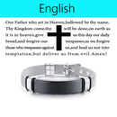 Vnox Laser Christian Lord's Prayer Cross Pulsera Hombres Ruso Español Hebreo Regalo Personalizado