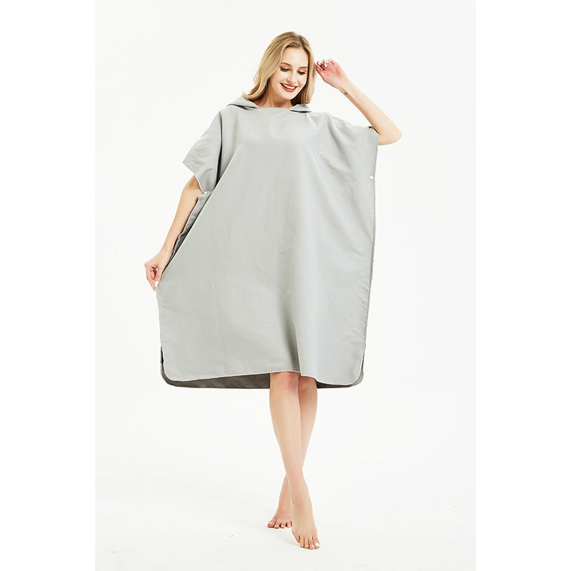 Traje de neopreno de secado rápido de microfibra Toalla de poncho de cambio de bata con capucha para nadar, playa, peso ligero, poncho de surf en la playa