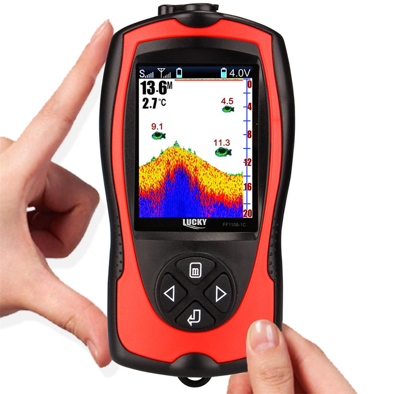 LUCKY FF1108-1CWLA Wiederaufladbares kabelloses Sonar zum Angeln 45M Wassertiefe Echolot Fischfinder Tragbarer Fischfinder