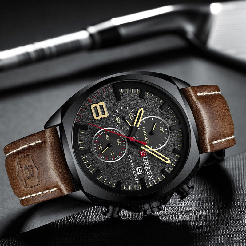 Reloj CURREN Sports Watch Men Chronograph Waterproof Leather Strap Watches Mens Luxury Brand Men&