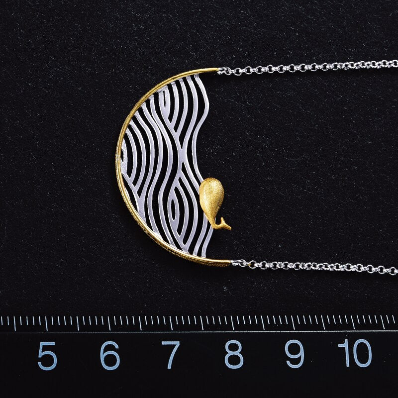 Lotus Fun Real 925 Sterling Silber Handmade Designer Fine Jewelry Creative Swimming Fish Halskette für Frauen Acessorio Collier
