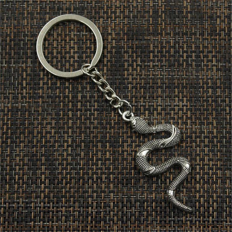 New Fashion Men 30mm Keychain DIY Metal Holder Chain Vintage Snake Cobra 53x23mm Bronze Silver Color Pendant Gift