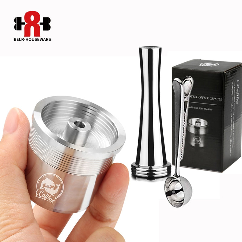 ICafilas STAINLESS STEEL Metal  Compatible for illy coffee Machine Maker Refillable Reusable Capsule fit for illy Espresso Cafe