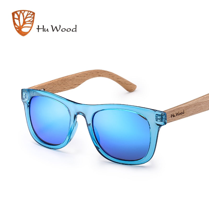 Hu Wood Kids Polarized Sunglasses for Boys and Girls with Recycled Frames and Beech Wood Arms | 4 to 8 years