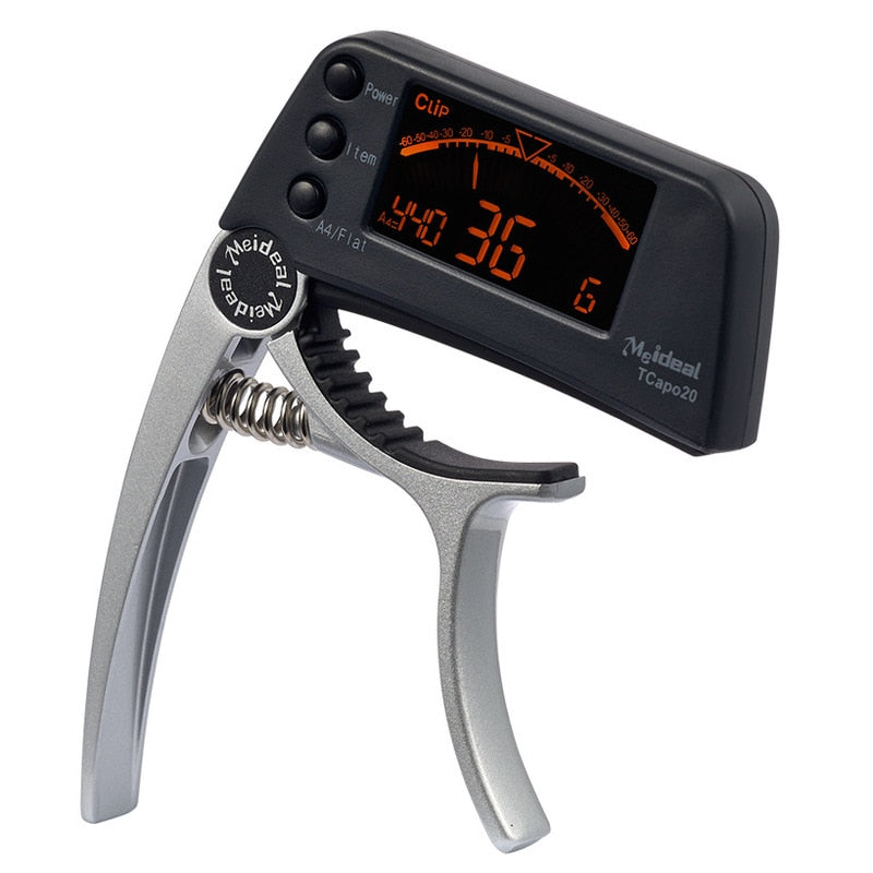 TCapo20 Acoustic Guitar Tuner Capo Guitar Capofret 2 in 1 Capo Tuner Metall für E-Gitarre Bass Chromatic Parts