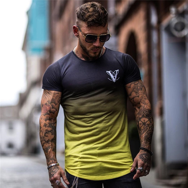 2019 Nueva marca de ropa Gyms Tight Cotton T-shirt Hombres Fitness T-shirt Homme Gyms T Shirt Hombres Fitness Summer Tees Tops