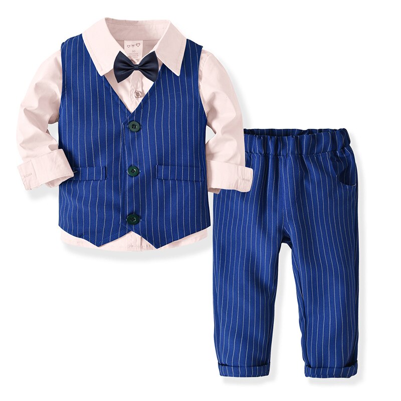 Ropa para niños Primavera Otoño Moda Traje de bebé Viento británico Trajes para niños Caballero Camisa de manga larga Chaleco Pantalones Niños Sui