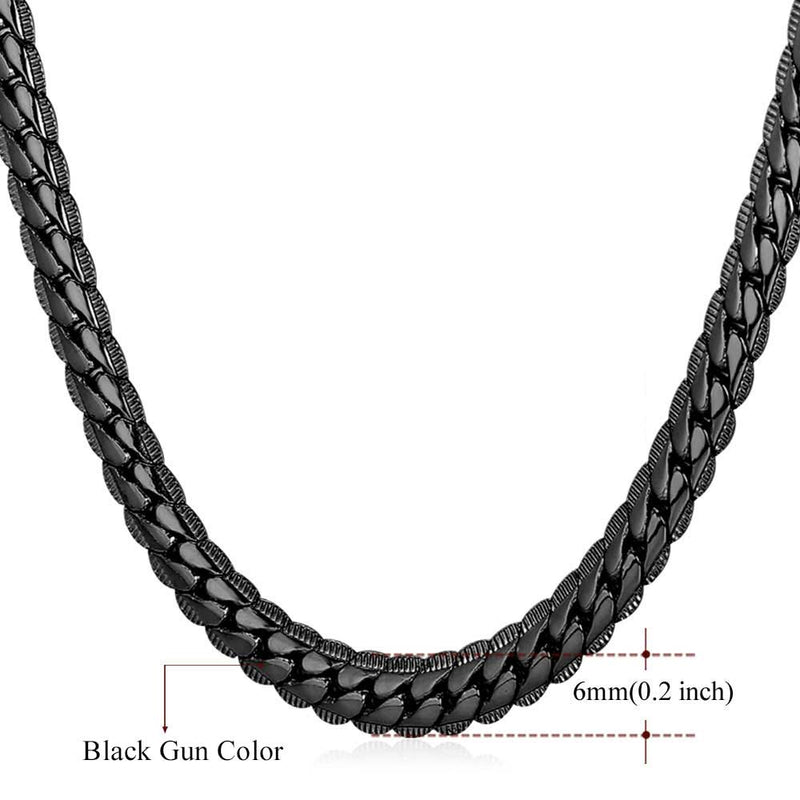 U7 Men Chunky Snake Curb Chain Necklace Gold Plated Black Tone Link Necklace for Men Women 6 /9mm 18" -30" Inches  N08