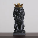Modern Resin Animal Statue Golden Crown Black Lion Figurine for Home Decoration Accessories for Living Room Desk Home Decor