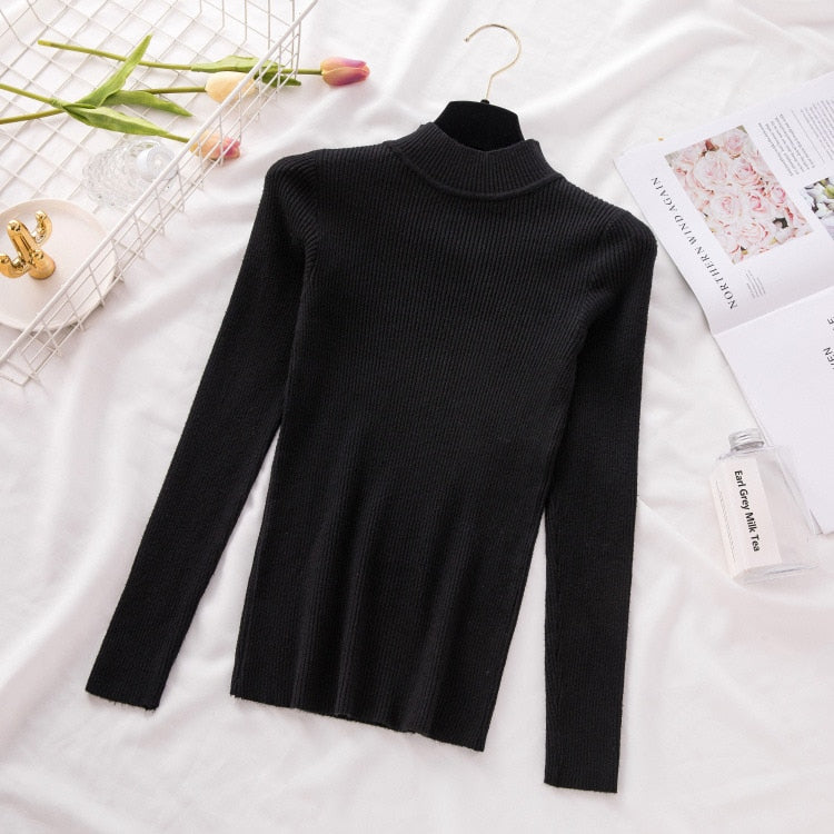 New Turtleneck Knitted Sweater Female Casual Pullover Women Autumn Winter Tops Korean Sweaters Fashion 2020 Women Sweater Jumper