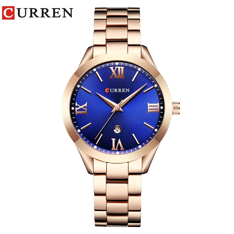 CURREN Brand Women Steel Watch Ladies Luxury Dress Fashion Quartz Wristwatch Classic Crystal Gold Bracelet Women Watch Clock