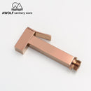 Solid Brass Rose Gold Hand Held Bidet Sprayer Square Toilet Shattaf Dual Single Copper Valve Douche Kit Shower Head AP2180