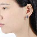 Pendientes de plata SANTUZZA para mujer, Plata de Ley 925 pura, flor de estrella rosa azul, Zirconia cúbica, joyería de moda