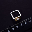 Lotus Fun Real 925 Sterling Silver Natural Pearl Handmade Fine Jewelry Square Ring Fresh Clover Flower Rings for Women Bijoux