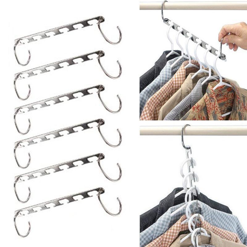2/4/6 Uds soportes para colgar ropa guardar espacio armario organizador de ropa bastidores perchas para ropa