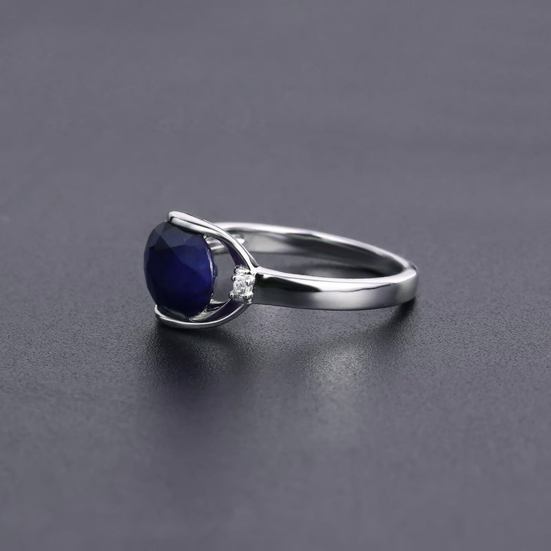 GEM'S BALLET Natürlicher blauer Saphir Edelstein Ring Ohrringe Schmuckset für Frauen 925 Sterling Silber Gorgeou Verlobungsschmuck