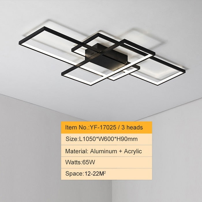 Smart Home Alexa, lámpara de techo LED negra/blanca para sala de estudio, dormitorio, lámpara de techo Led moderna de aluminio