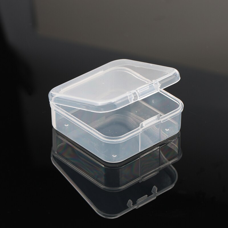 5,5 x 5,5 x 2,1 cm quadratische Aufbewahrungsbox aus Kunststoff, Schmuckbehälter, transparent, quadratisch, für Schmuck, Perlen, Ohrringe